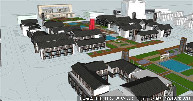 小型中式旅游建筑规划su精致模型