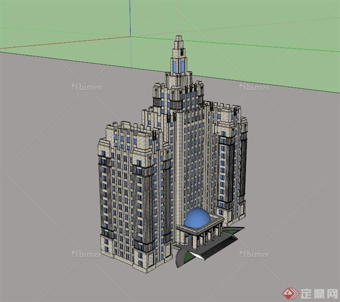 新古典详细办公楼设计su模型[原创]