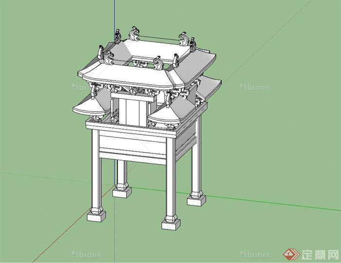 某古典中式奇特牌坊设计su模型[原创]