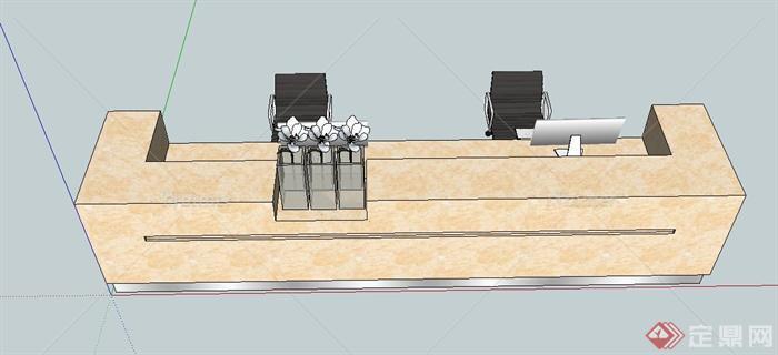现代某酒店前台设计SU模型