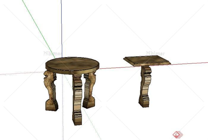 某家具木质坐凳SU模型素材