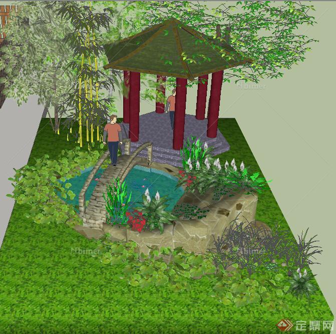 某一庭院园林景观设计SU模型
