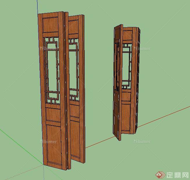 古典中式木质折叠门设计SU模型