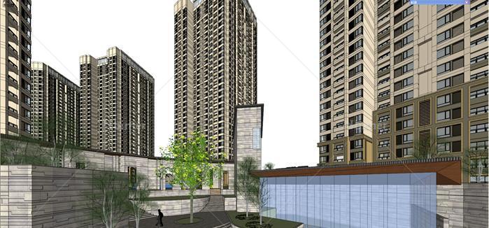 重庆某居住区建筑规划设计方案SU精模型（含PPT方