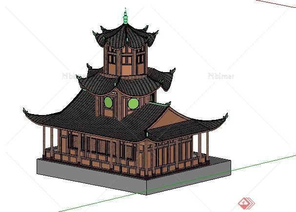 某中式古建文昌阁建筑设计su模型