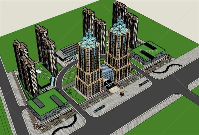 某现代风格城市综合体建筑设计SD模型[原创]