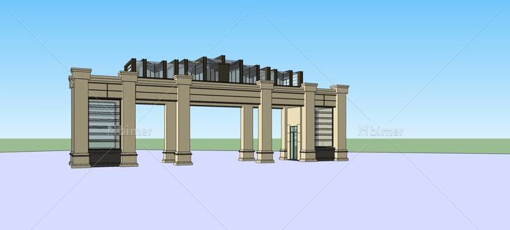 新古典风格小区大门(78611)su模型下载