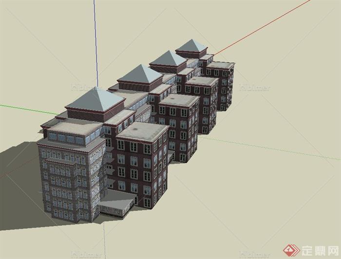 某联排小高层住宅建筑设计SU模型