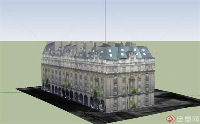 某欧式多层里兹饭店建筑设计SU模型