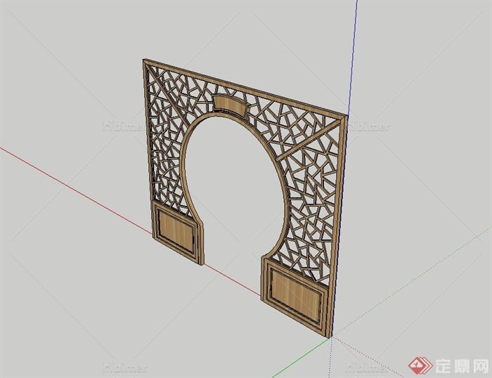 古典中式屏风门隔断设计su模型