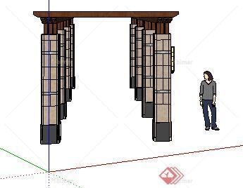 现代风格廊架设计su模型素材