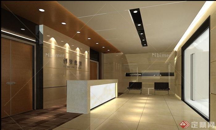 现代风格办公楼层室内设计su模型（含效果图）