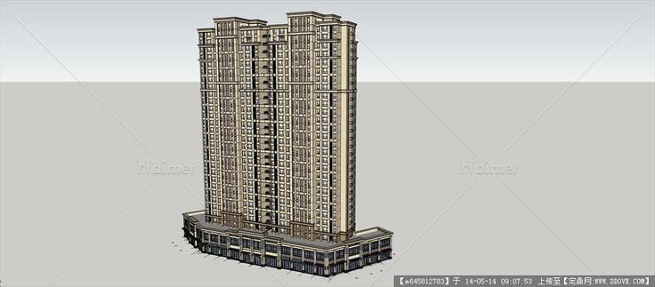 Sketch Up 精品模型---新古典风格高层住宅楼带底