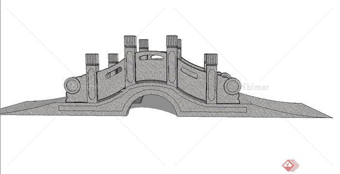 古典中式石拱园桥设计su模型