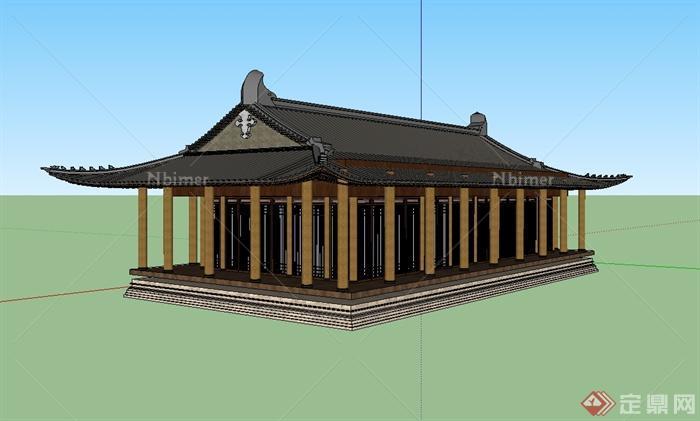 古典中式风格传统文化建筑楼设计su模型[原创]