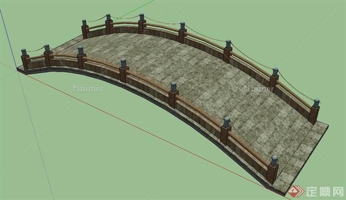 园林景观圆拱桥设计SU模型