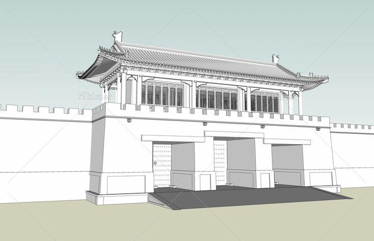 中式--城门(38751)su模型下载