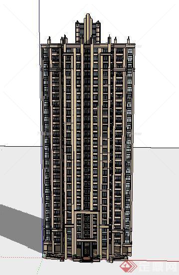 新古典高层住宅楼建筑su模型[原创]