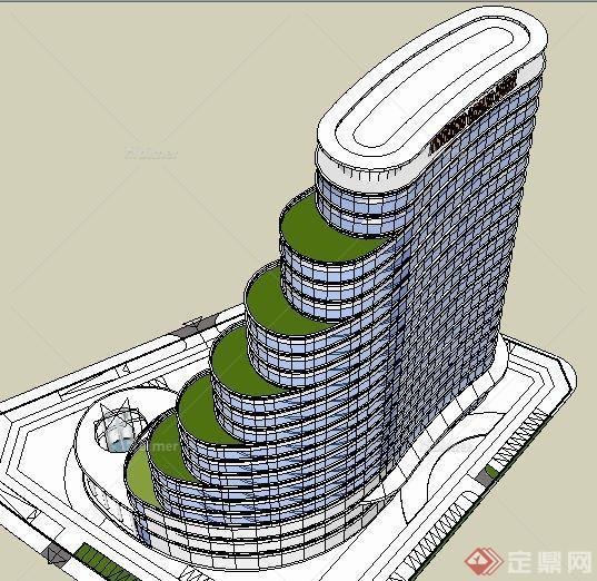 现代风格高层国际酒店建筑设计su模型