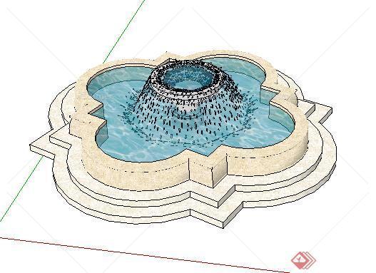 园林景观之喷泉水景景观设计SU模型1