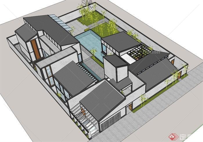 小户型苏博式别墅建筑设计SU模型