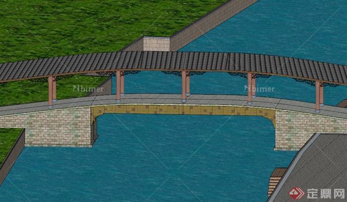 现代中式雅致园桥设计SU模型[原创]