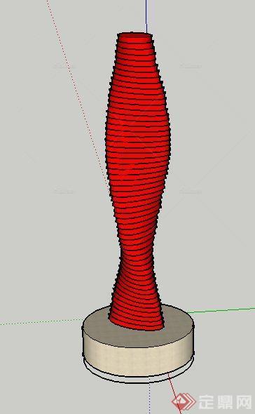 园林景观节点个红色条状螺旋形小品设计SU模型