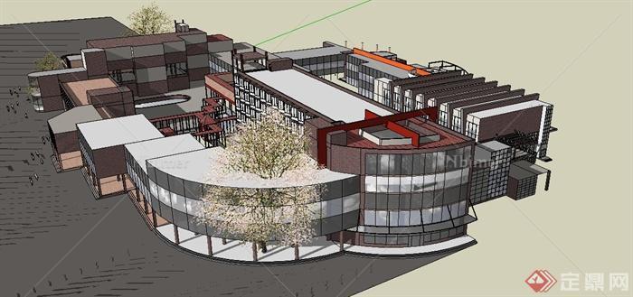 现代某多层学校综合建筑设计SU模型