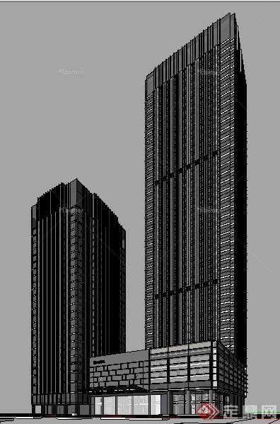 某高层办公酒店综合体建筑设计su模型