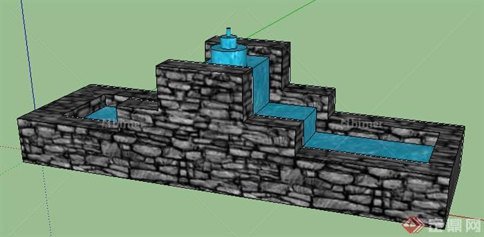 园林景观之跌水水景设计方案SU模型8