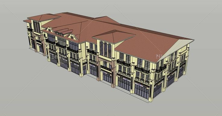 西班牙风格商业楼(79622)su模型下载