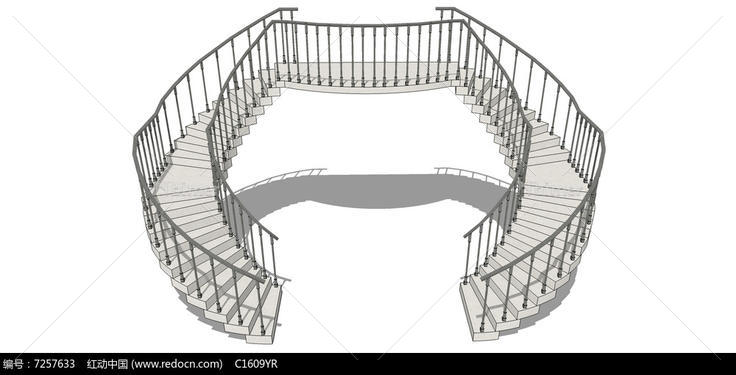 双向环形楼梯su模型