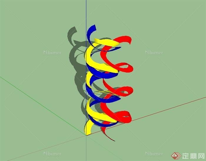 螺旋抽象雕塑小品设计su模型[原创]