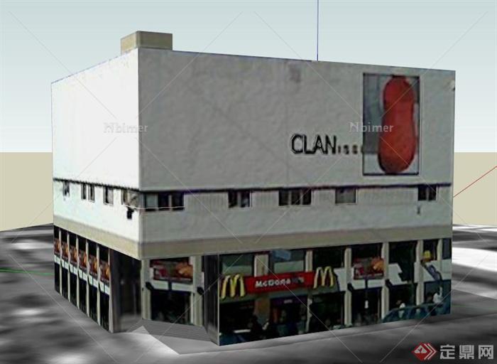 麦当劳餐厅建筑设计SU模型