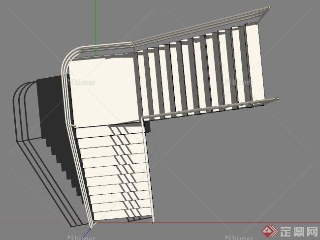现代铁栏杆楼梯设计SU模型[原创]