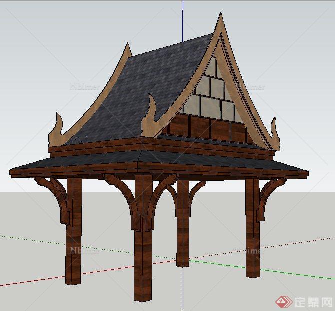 东南亚风格景观亭su模型