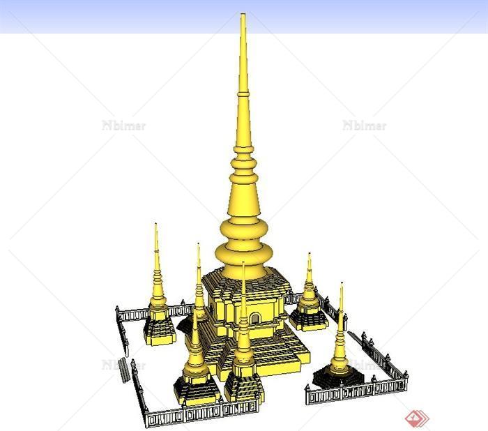泰国景观塔设计su模型