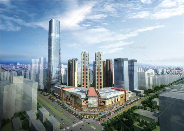 南宁某大型商业广场建筑设计SU模型（含效果图）