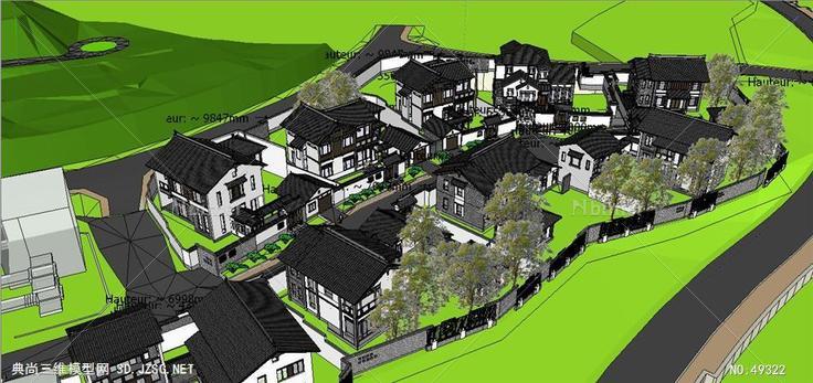 新农村中式住宅群落SketchUp模型新农村 su模型 