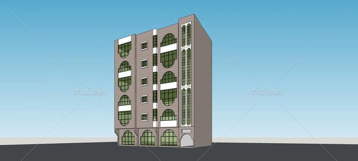 现代多层公寓正立面(80562)su模型下载