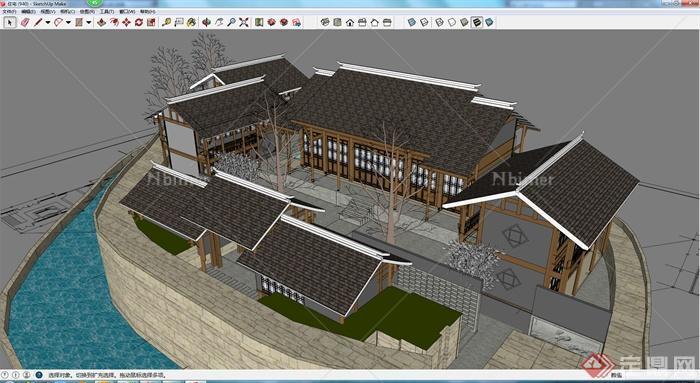 某古典中式风格住宅建筑设计方案SU模型