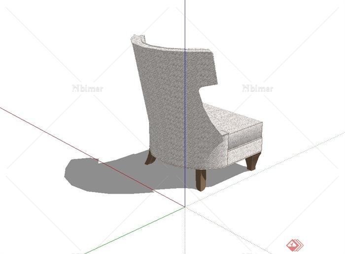 欧式矮脚沙发靠椅设计su模型
