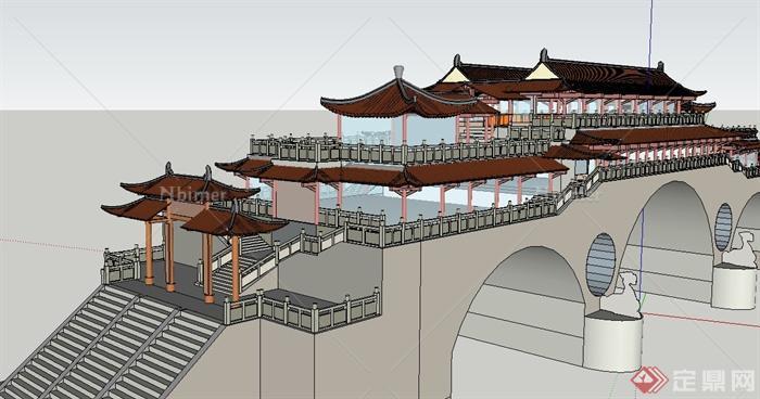 园林景观节点廊桥与木桥设计SU模型[原创]
