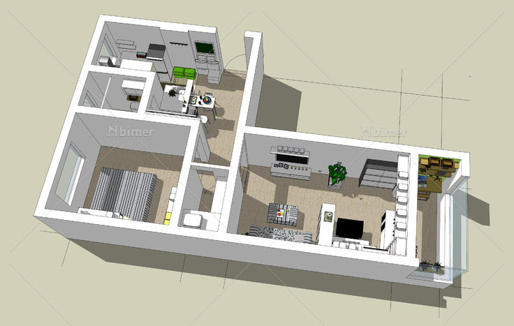 现代宜家风格住宅室内装修方案sketchup模型