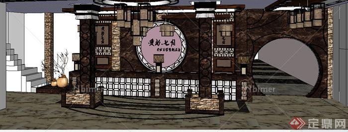 某酒店大堂室内整体场景su模型[原创]