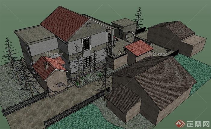 某农村民居民宅建筑设计SU模型