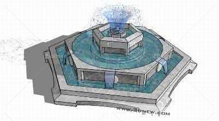 精致的水景喷泉模型SketchUp组件