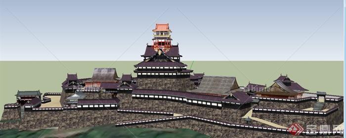 日式风格古建文化旅游建筑设计su模型[原创]