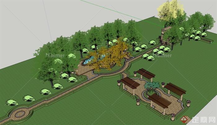 巴洛克风格小公园景观设计su模型