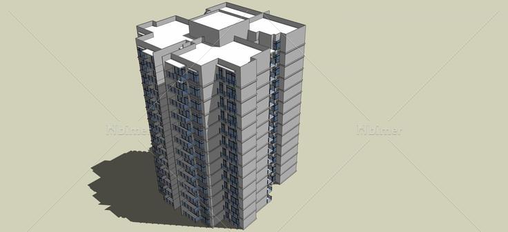现代风格小高层住宅(61330)su模型下载